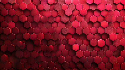 Poster - Intricate red hexagonal pattern creating a vibrant and modern background perfect for design projects.