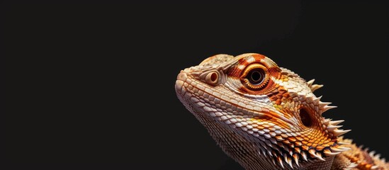 Canvas Print - Image with a lizard known as a bearded dragon agama displaying its features in a portrait with copy space