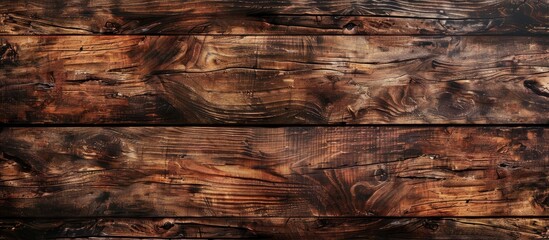 Canvas Print - Top view of a stunning wooden plank texture creating a brown background on a table surface with ample space for an additional image