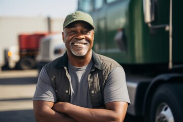 Wall Mural - Portrait of a middle aged male truck driver