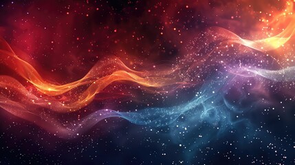 Poster - Vibrant cosmic abstract with swirling colors and shimmering stars, perfect for backgrounds and creative designs.