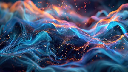 Poster - Abstract waves of color and light create a mesmerizing, dynamic texture. Perfect for backgrounds and digital artwork.