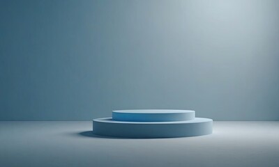 Poster - A blue podium with a white background