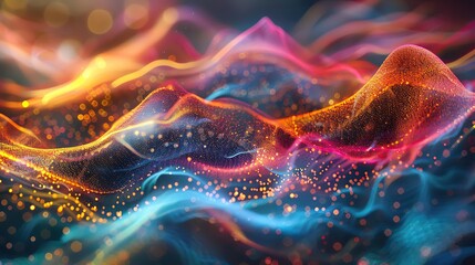 Poster - A vibrant, abstract representation of flowing waves in striking colors, creating a mesmerizing visual experience.