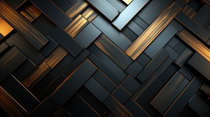 Poster - Abstract Geometric Pattern with Black and Gold Stripes