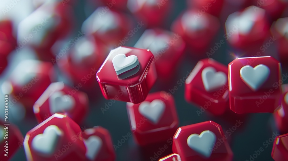 Red notifications on social media resemble falling icons. Adopt, remark ...