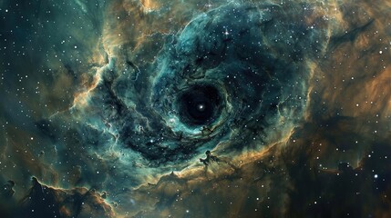 Poster - Stunning image of a deep space nebula showcasing vibrant colors and intricate details in the cosmos. Ideal for space enthusiasts and educational use.