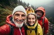 © CojanAI - Smiling portrait of senior hikers taking a selfie