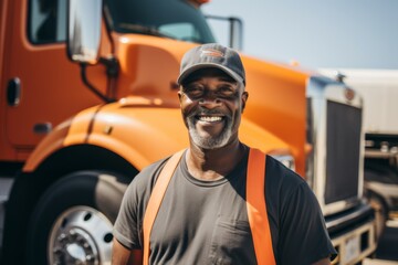 Wall Mural - Portrait of a middle aged male truck driver