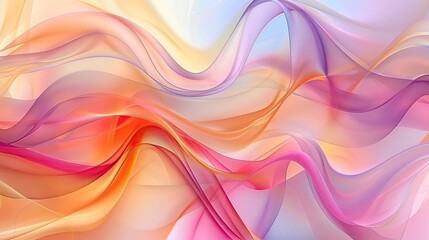 Poster - A vibrant abstract design with flowing waves of soft colors, blending shades of pink, orange, and purple for a serene visual experience.