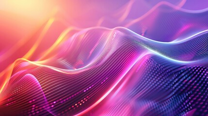 Poster - Vibrant abstract waves with dynamic colors, creating a visually stunning background filled with depth and energy.