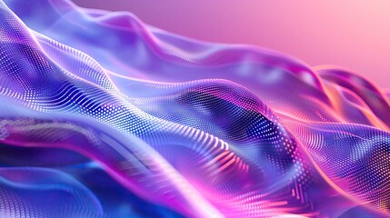 Poster - Vibrant abstract waves showcasing soft gradients of purple and pink, creating a visually stunning background or texture.