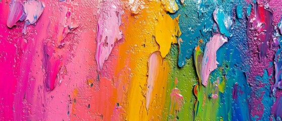 Aufkleber - Closeup of abstract rough colorful multicolored rainbow bold colors art painting texture background banner long panorama, with oil acrylic brushstroke, pallet knife paint canvas wallpaper illustration