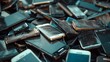 © Ibnu - Close up pile of many mobile phones on the table. Technology background concept.