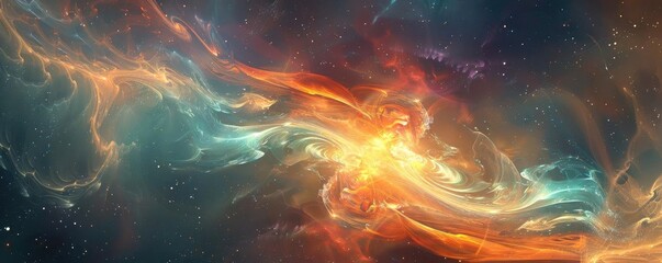 Aufkleber - A stunning cosmic explosion of colors, showcasing the beauty of space through vibrant nebulae and starlit backgrounds.
