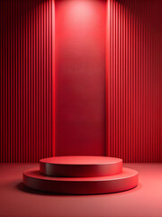 Wall Mural - aesthetic podium, red color bg