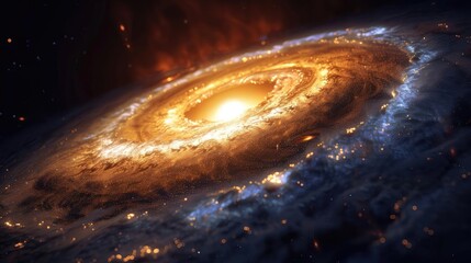 Poster - Stunning view of a luminous galaxy, showcasing vibrant cosmic colors and swirling stars in the depths of space.