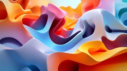 Wall Mural - Abstract Colorful 3D Render of Intertwined Shapes