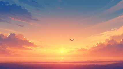 Beautiful sunset sky background. Vector illustration