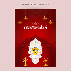 Canvas Print - Vector illustration of Happy Navratri social media feed template