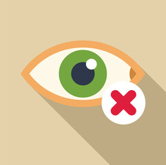 Poster - green human eye with long shadow and red cross showing concept of blind