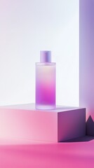Poster - Elegant Transparent Bottle Displayed on Soft Gradient Background in a Studio Setting