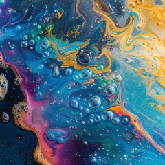 Poster - Captivating Abstract Patterns of an Iridescent Oil Spill Swirling on Water Surface