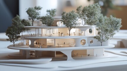 Wall Mural - Modern Architecture Model with Trees