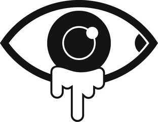 Poster - Black and white icon of an eye with blood running down from it