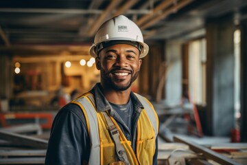 Wall Mural - Portrait of a African American male construction worker