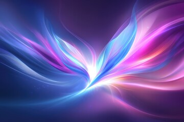 Wall Mural - vibrant abstract light burst with fluid shapes in neon colors