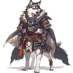 Anime Dog Warrior. AI generated art illustration.