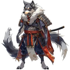 Anime Dog Warrior. AI generated art illustration.