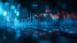 © Dopa-ZA - Blue Abstract Financial Data Screen with Candlestick Charts, Business Investment Concept, Bokeh Light Effect on Dark Background