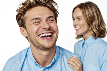 Poster - Close Up of a Happy Couple Laughing Together