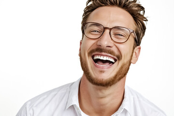 Wall Mural - Happy man in glasses laughing