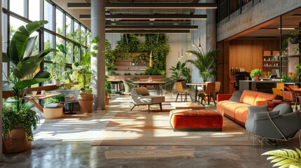 Poster - Modern office area lounge wellness areas plant