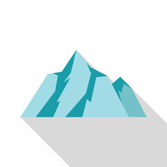 Sticker - Blue mountain peak reaching high above ground with long shadow on white background