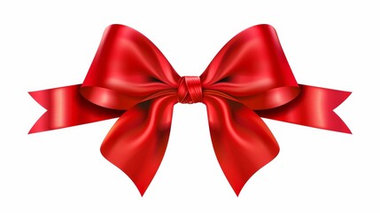 Aufkleber - red ribbon on white background with a bow.