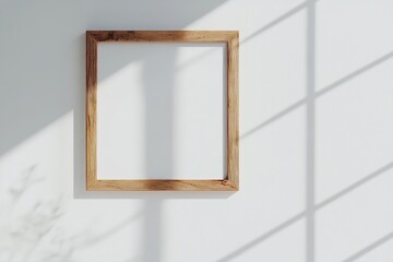 Poster - This is a portrait large size 50x70, 20x28, a3,a4 wooden frame mockup on a white wall. This is a poster mockup. The frame is modern, clean and minimal. This frame is empty and awaiting the text or
