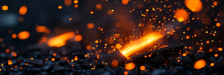 Aufkleber - Fire sparks blurred against black background