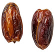 © GreenMOM - Two delicious dried dates showcasing their rich color and texture, perfect for healthy snacks and culinary uses. PNG transparent background.