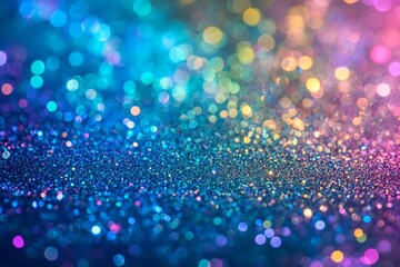 Poster - Background blue multicolor abstract festive rainbow pearl holographic bright with bokeh effects