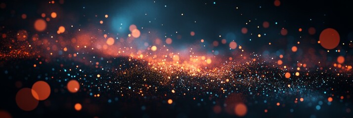 Aufkleber - Cyan and red sparks scattered across a black background
