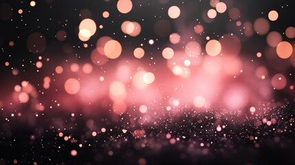 Fototapete - This is an abstract Christmas texture with golden bokeh particles on a dark background.