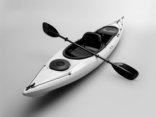 Poster - A single kayak with two paddles, suitable for outdoor activities or adventure-themed projects