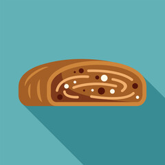 Poster - Loaf cake with chocolate chips is waiting to be eaten on blue background