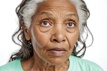 Wall Mural - Close Up Portrait of Senior Woman with Wavy Gray Hair