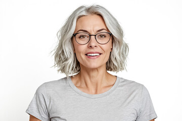 Wall Mural - Portrait of a Smiling Woman Wearing Glasses