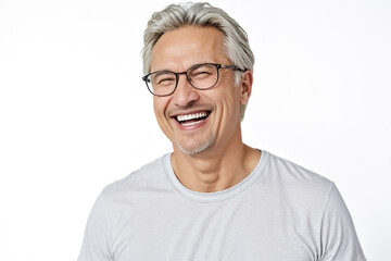 Canvas Print - Portrait of a happy middle-aged man laughing